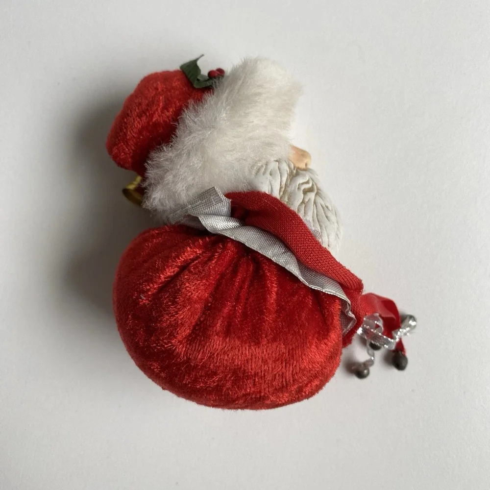 Vintage Christmas Santa Pincushion Ornament Red‎ Velvet No String 4.5